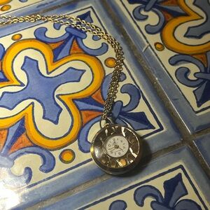 Gold Chain Necklace with Silver Watch Pendant